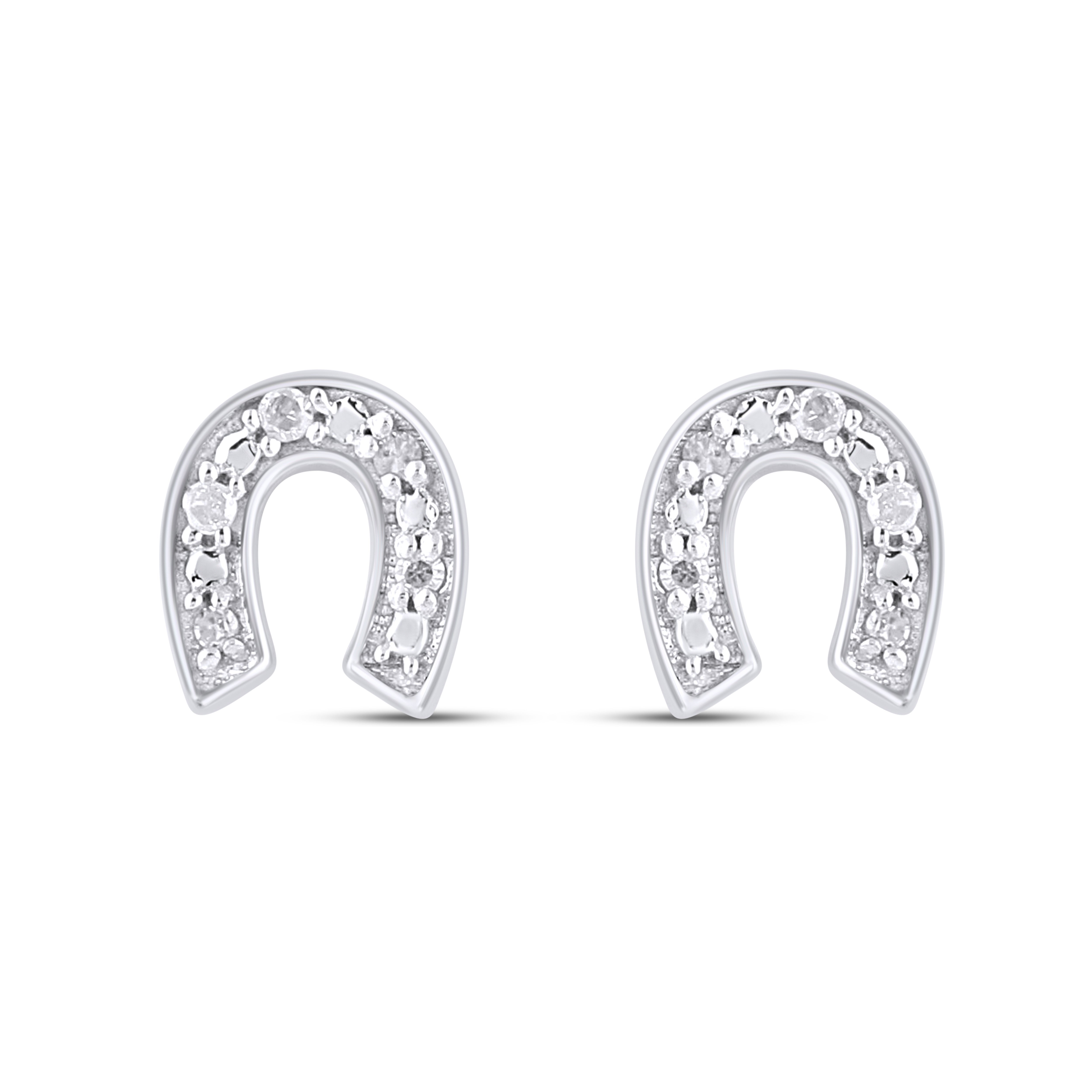 925 SS 0.03CT D- EARRINGS "HORSESHOE" - DIAMOND FACTORY