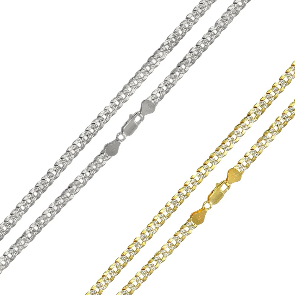 925 Sterling Silver Diamond Cut Curb Chain 4mm
