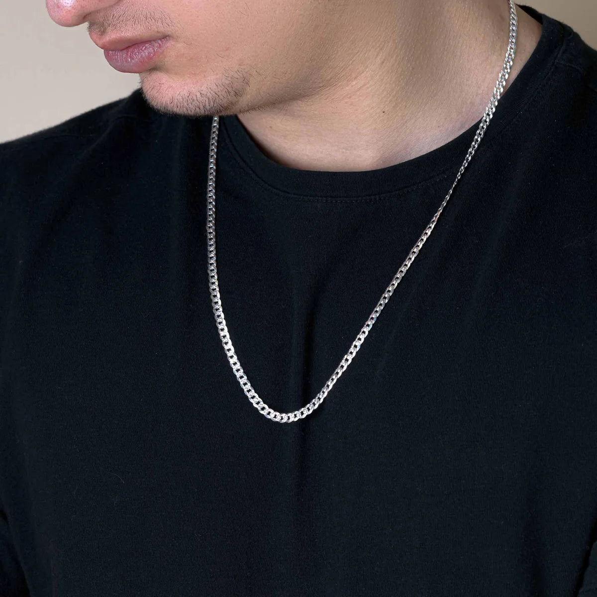 925 Sterling Silver Diamond Cut Curb Chain 4mm