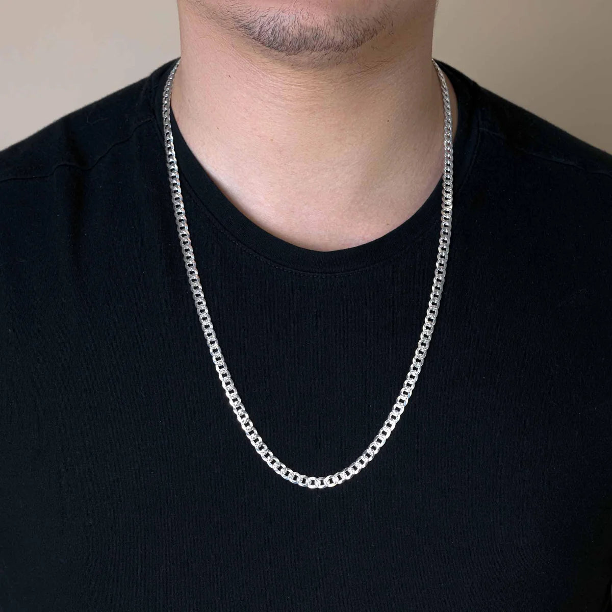 925 Sterling Silver Diamond Cut Curb Chain 4mm