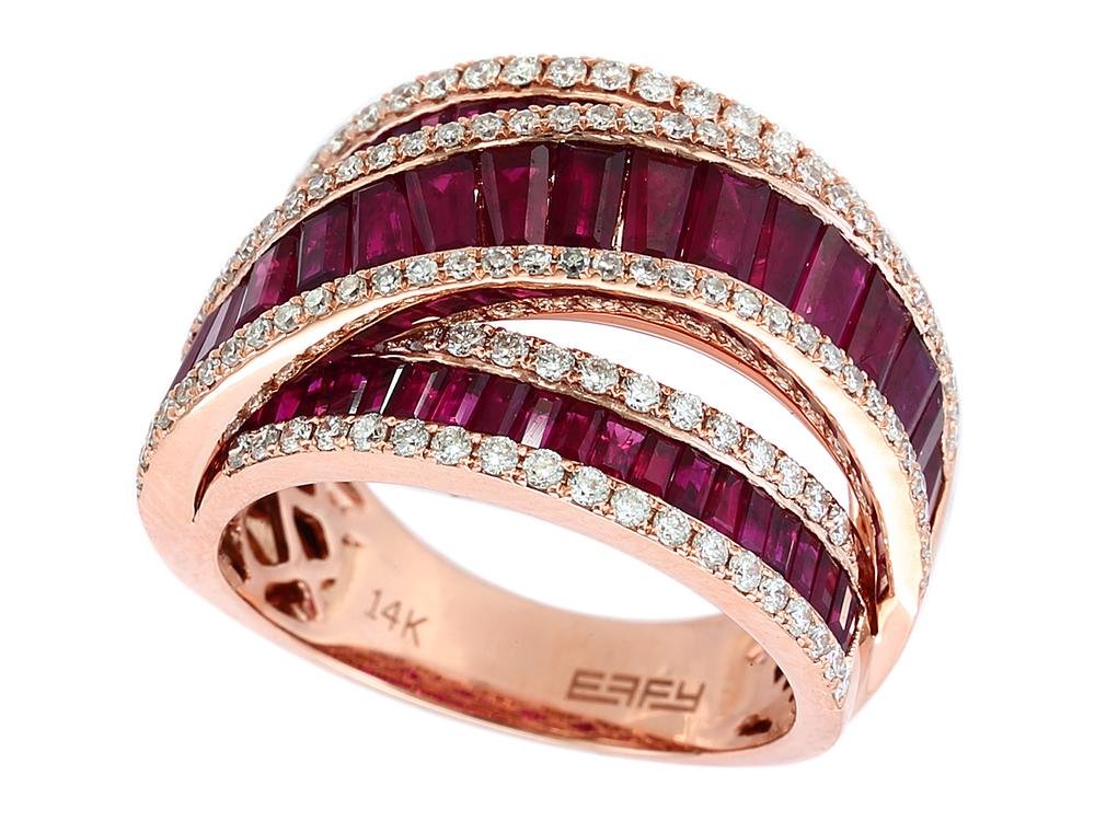 EFFY 14K ROSE GOLD DIAMOND,NATURAL RUBY RING - DIAMOND FACTORY
