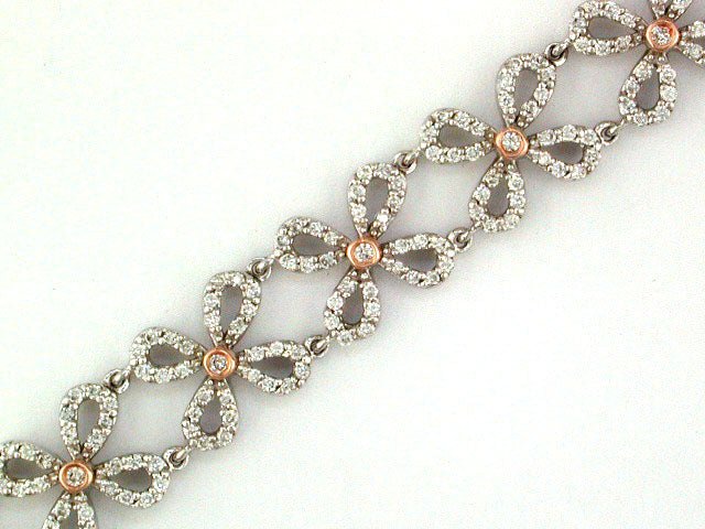 EFFY 14K WHITE and ROSE GOLD DIAMOND BRACELET - DIAMOND FACTORY