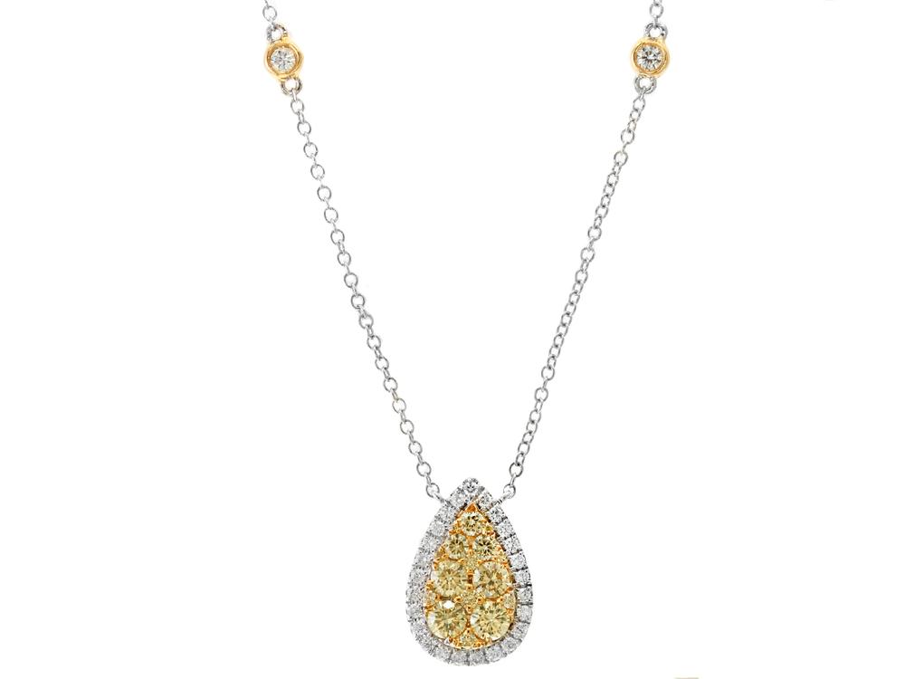 EFFY 14K WHITE and YELLOW GOLD DIAMOND,NATURAL YELLOW DIAMOND NECKLACE - DIAMOND FACTORY