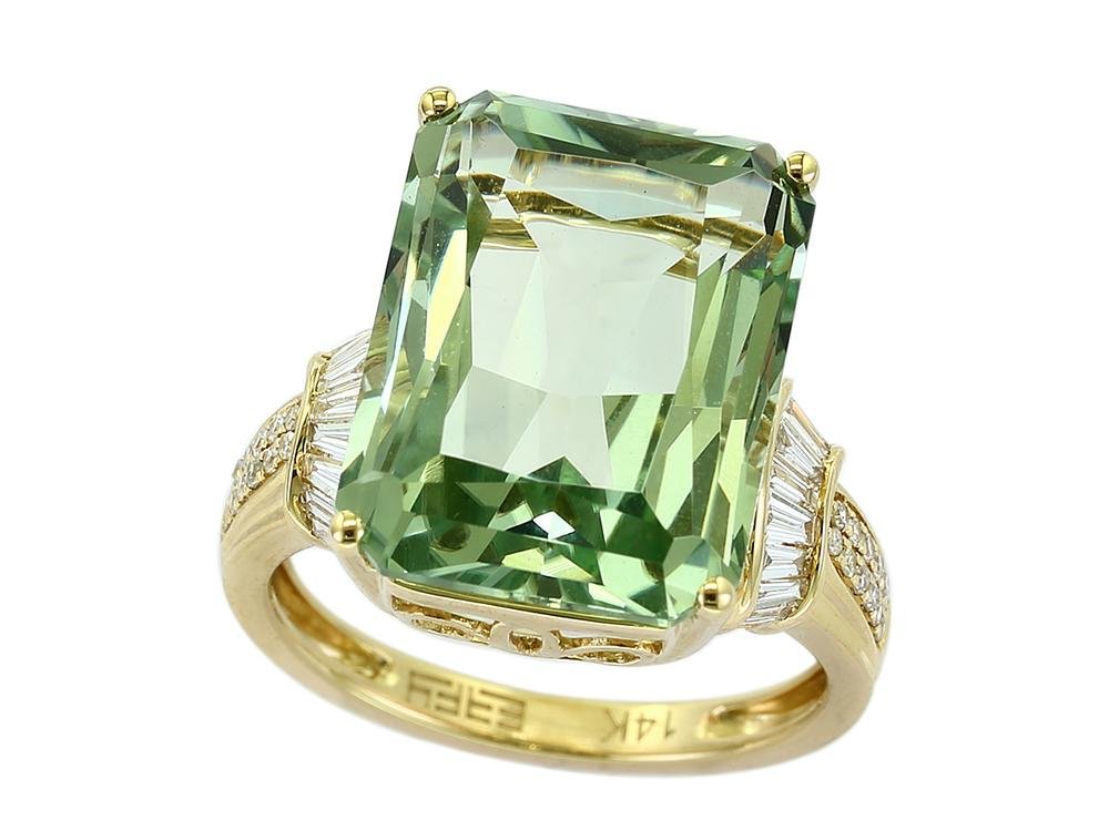 EFFY 14K YELLOW GOLD DIAMOND,AMETHYST RING - DIAMOND FACTORY