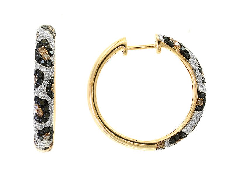 EFFY 14K YELLOW GOLD DIAMOND,BLACK DIAMOND,ESPRESSO DIAMOND EARRINGS - DIAMOND FACTORY