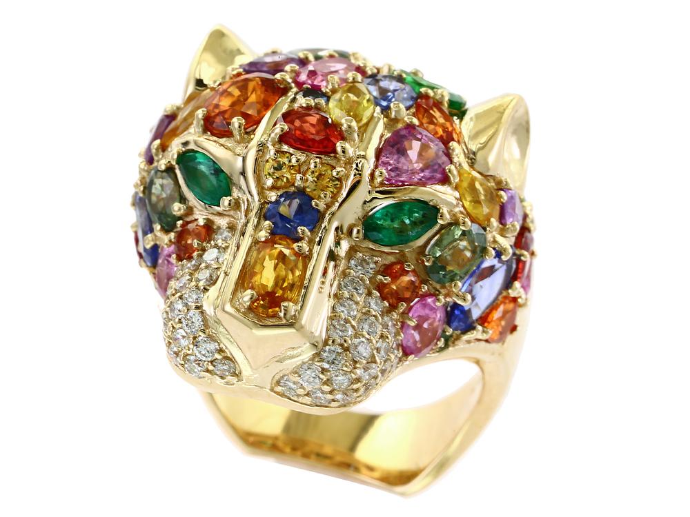 EFFY 14K YELLOW GOLD DIAMOND,NATURAL CEYLON SAPPHIRE,NATURAL EMERALD,GREEN SAPPHIRE,RED SAPPHIRE,ORANGE SAPPHIRE,PINK SAPPHIRE,PURPLE SAPPHIRE,TSAVORITE,YELLOW SAPPHIRE RING - DIAMOND FACTORY