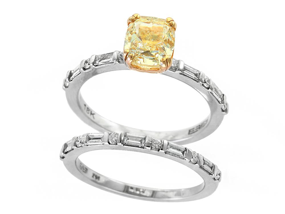 EFFY 18K WHITE and YELLOW GOLD DIAMOND,NATURAL YELLOW DIAMOND, RING - DIAMOND FACTORY