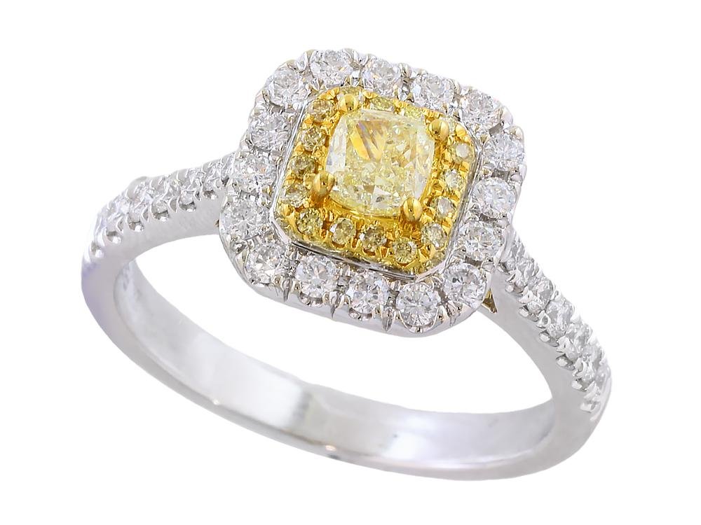 EFFY 18K WHITE and YELLOW GOLD DIAMOND,NATURAL YELLOW DIAMOND RING - DIAMOND FACTORY