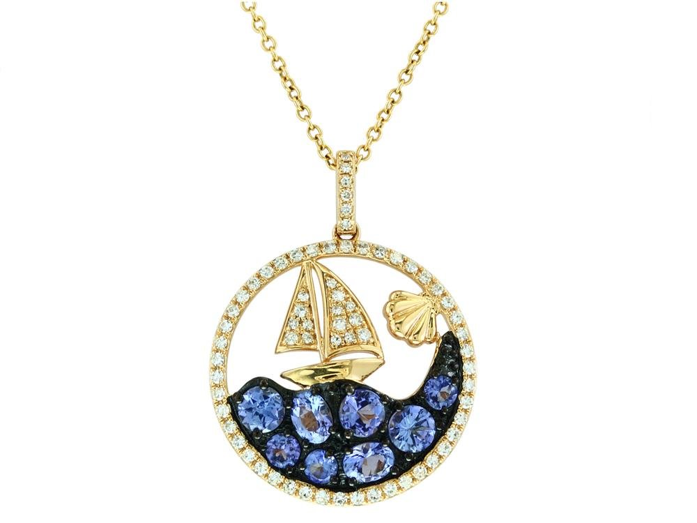 EFFY 925 SILVER DIAMOND,TANZANITE PENDANT - DIAMOND FACTORY