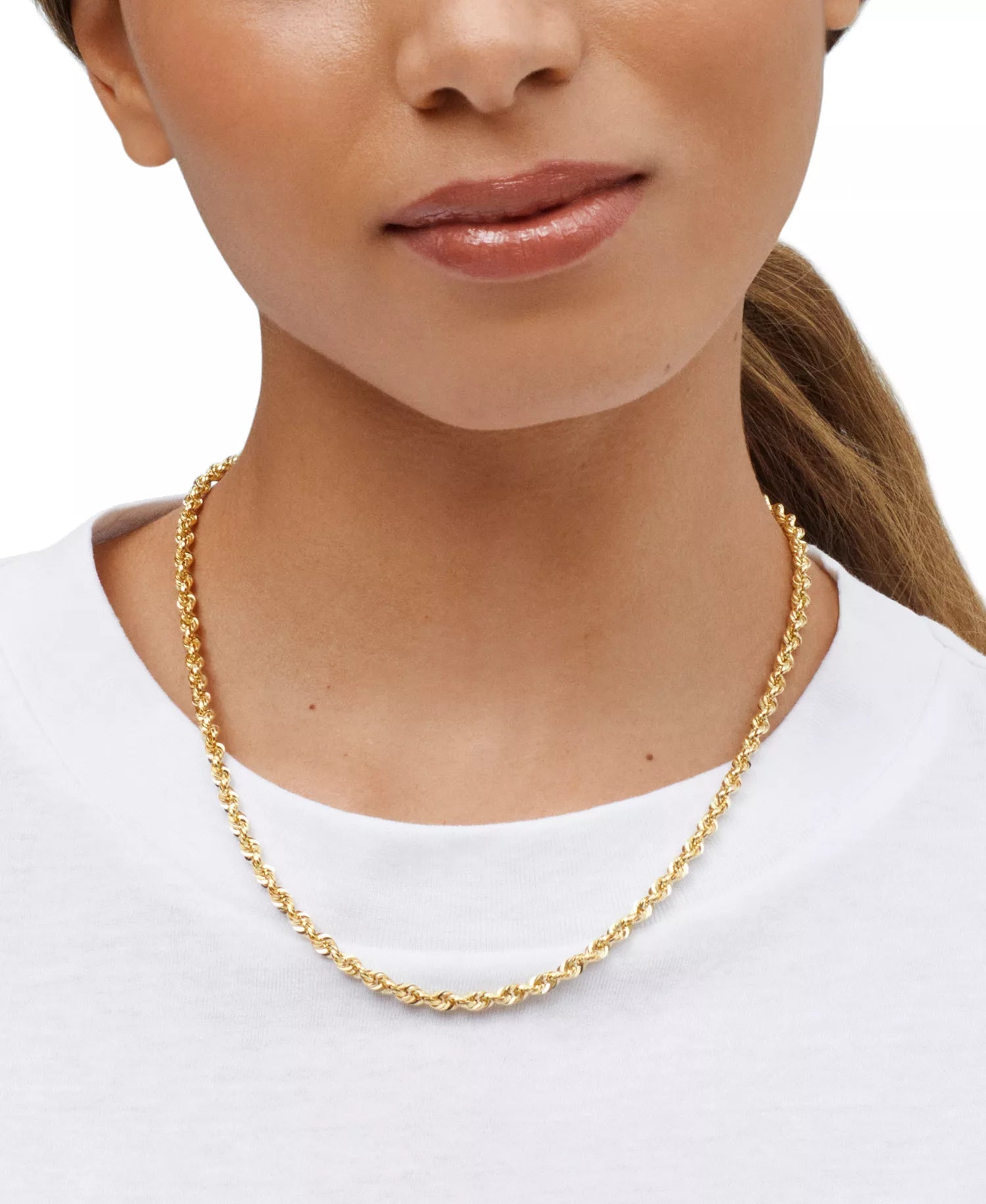 Rope Necklace in 14k Yellow Gold (3.8mm) - DIAMOND FACTORY