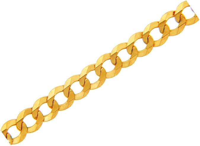 Solid 14K Yellow Gold Cuban Chain Necklace – 20 INCHES LONG - DIAMOND FACTORY