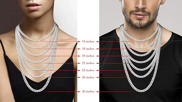 Solid 925 Sterling Silver Italian 7mm Diamond Cut Cuban Link Curb Chain Necklace for Men Women - DIAMOND FACTORY