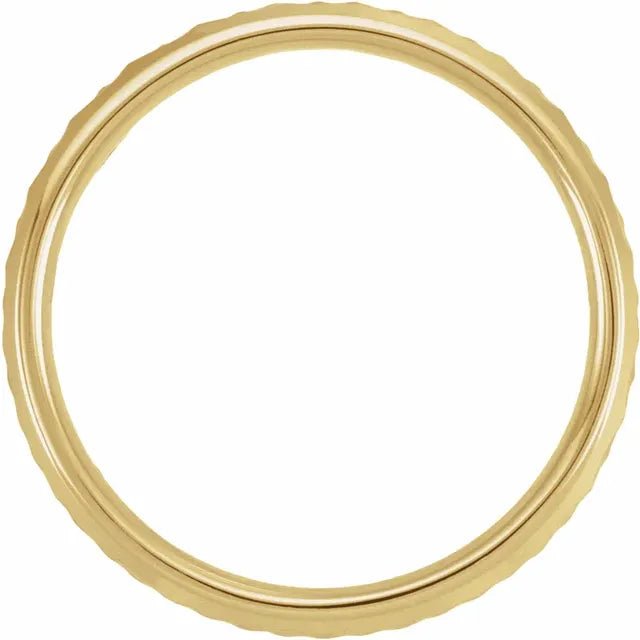 Yellow Gold 6mm Patterned Comfort-Fit Wedding Band - DIAMOND FACTORY