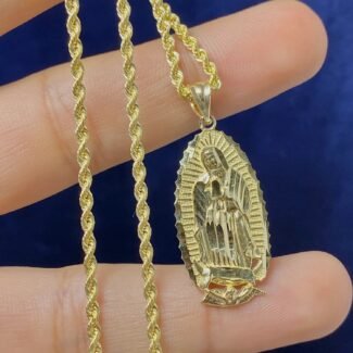 14k Gold Virgin Mary pendant or chain set! Women’s ( 14k real gold ! )