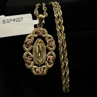 14k Gold Virgin Mary Pendant or Chain set (PT378)