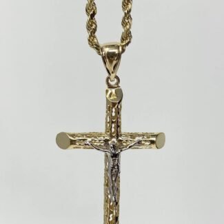 14k Gold Cross with Jesus ( pendant or chain set )