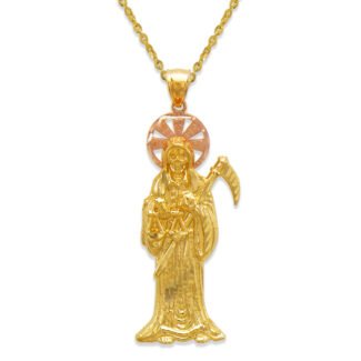 14k10k Gold 2 Tone Santa Muerte Pendant (pendant only)